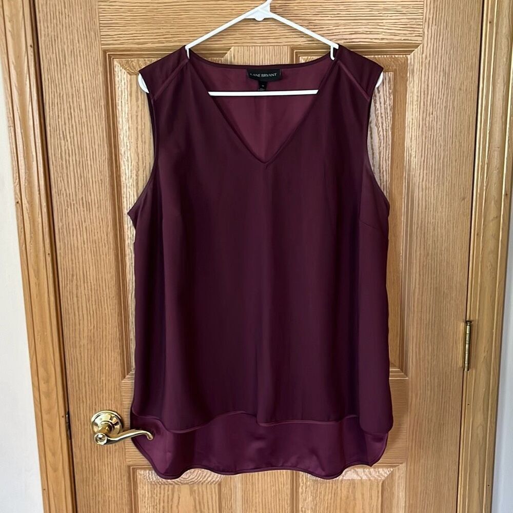 Lane Bryant Plum Purple Sleeveless V Neck Top Size 16